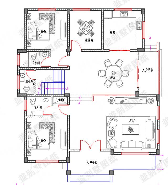 經濟實用農村三層自建房設計圖紙，設計簡約大方，屬于簡歐風格，臥室很多