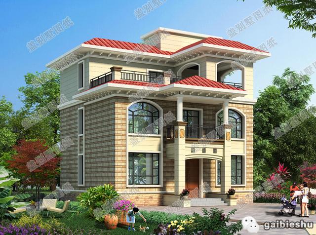 磚混結(jié)構(gòu)農(nóng)村三層別墅房屋設(shè)計圖，戶型合理大氣美觀