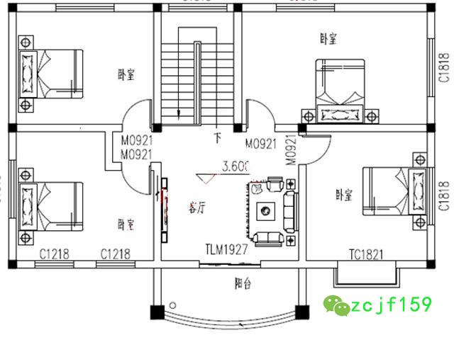 新農村二層別墅設計圖效果圖，外觀時尚大方，層次分明，大坡度房屋頂