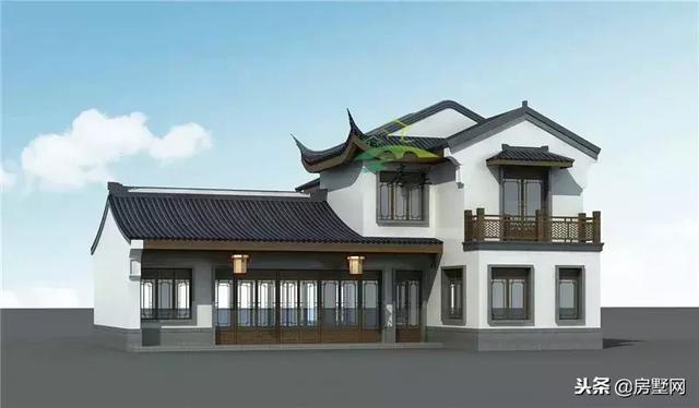 框架結構傳統中式二層高端別墅設計圖，外觀漂亮大方，傳統又經典，傳三代都不是問題