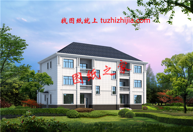 2019年獨棟三層雙拼別墅戶型圖，總占地面積300平方米左右