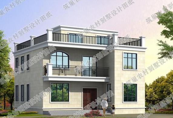 二層精致平屋頂農村自建房設計圖，施工也比較簡單，受到大眾的歡迎