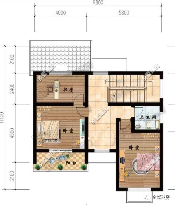 農村二層小別墅設計圖，外觀清新淡雅，非常精致