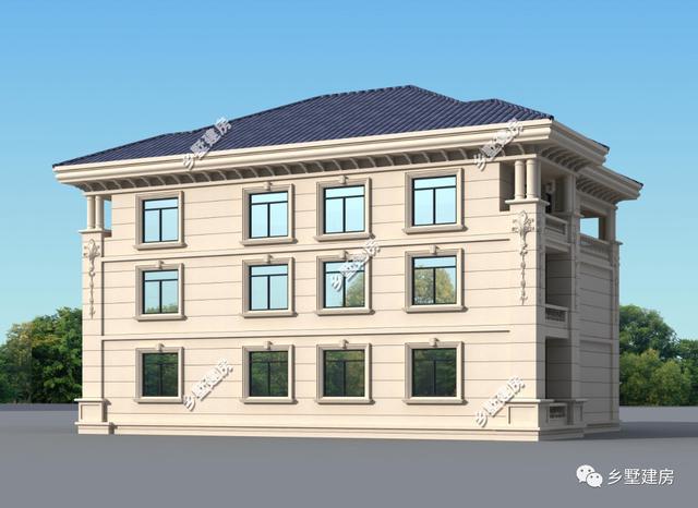 一款兩層歐式別墅設計圖，外觀清新簡約，室內布局實用