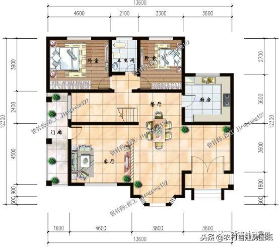 農村歐式二層自建房設計圖，7室3廳2衛，層次感十足