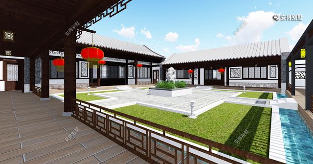 農村自建鋼結構四合院別墅設計圖，建一棟是幾代人的福音