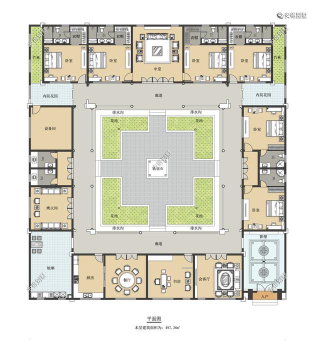 農村自建鋼結構四合院別墅設計圖，建一棟是幾代人的福音