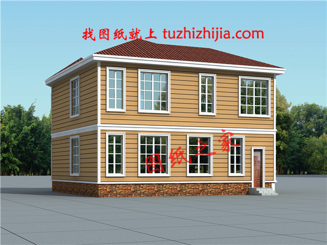 新農(nóng)村自建20萬(wàn)二層小樓外觀圖及戶型圖，簡(jiǎn)單大方，漂亮接地氣