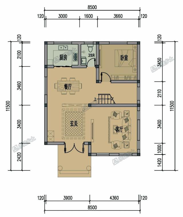 農村三層別墅設計圖，配色清新淡雅，又非常時尚