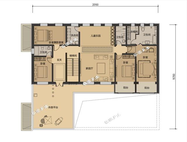 二層美式民宅設計圖，功能設計齊全，根據住戶需求設計