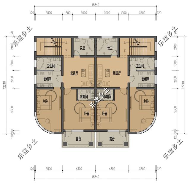 歐式雙拼三層別墅設計圖，結構清晰合理，居住舒適