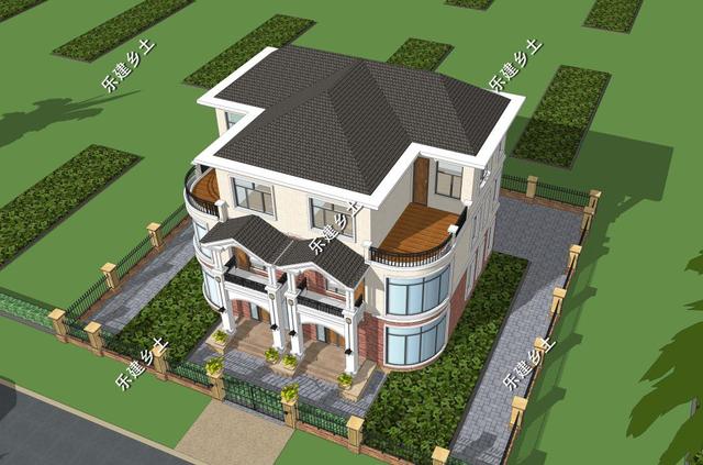 歐式雙拼三層別墅設計圖，結構清晰合理，居住舒適