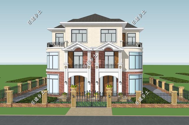 歐式雙拼三層別墅設計圖，結構清晰合理，居住舒適