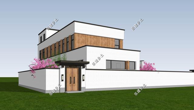 現代風格別墅設計圖，簡約時尚，干凈利落，顯現清新自然氛圍