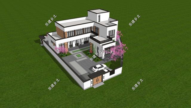 現代風格別墅設計圖，簡約時尚，干凈利落，顯現清新自然氛圍