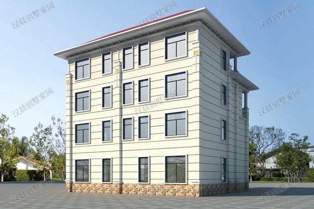 四層農(nóng)村獨(dú)棟別墅設(shè)計(jì)圖，左右對(duì)稱形式，很氣派