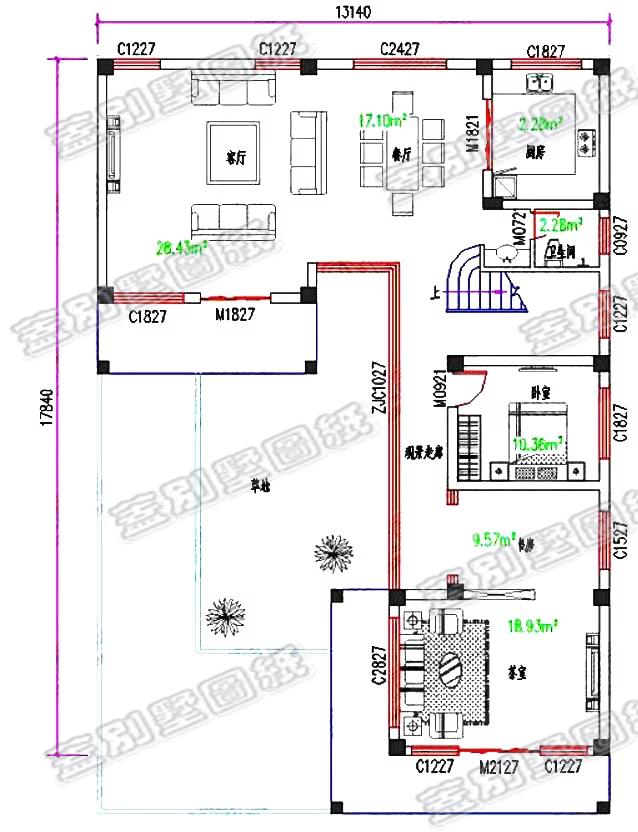 25萬二層現代風格農村實用別墅設計施工圖，功能齊全多樣，現代時尚