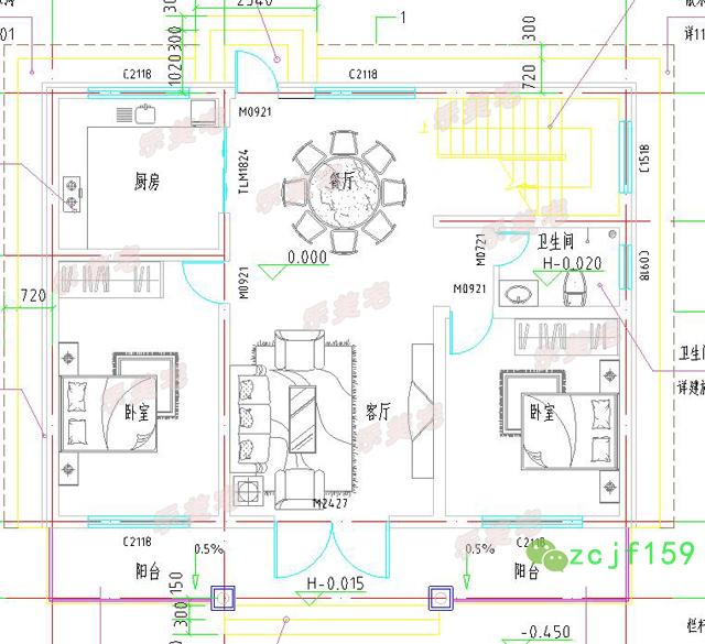 磚混結(jié)構(gòu)新農(nóng)村二層平屋頂自建房別墅設(shè)計圖，布局舒適實用
