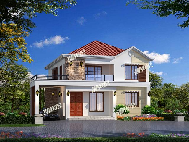 占地124平二層別墅設計圖，簡約溫馨，造價經濟，施工簡單