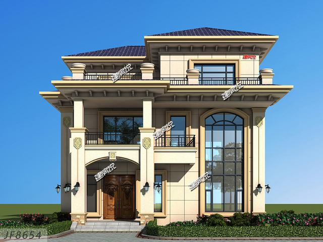 三層歐式別墅設計圖，7居室，大露臺，蓋一棟就是享受