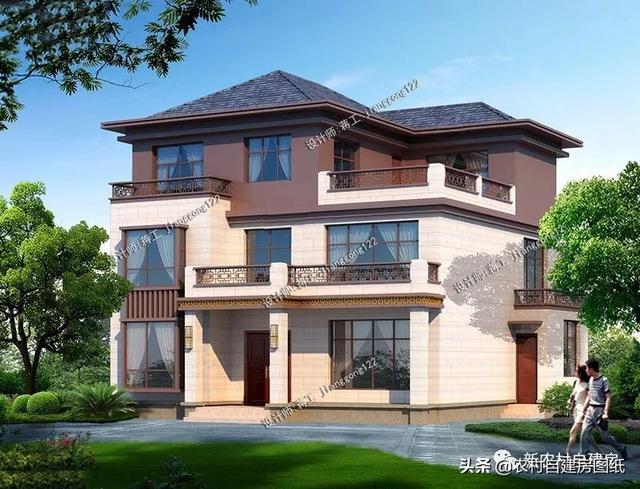 120平的三層別墅設計圖，2款案例25萬和35萬，時尚和經典中式你建哪款？