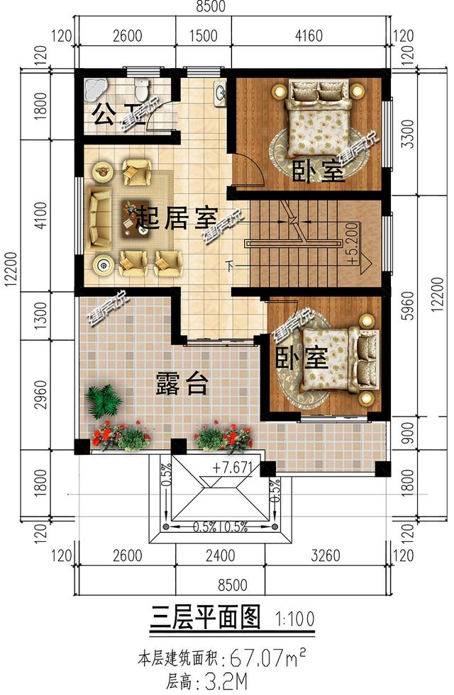 占地95㎡的3層別墅設(shè)計(jì)圖，開春就建一棟，搶個(gè)好彩頭