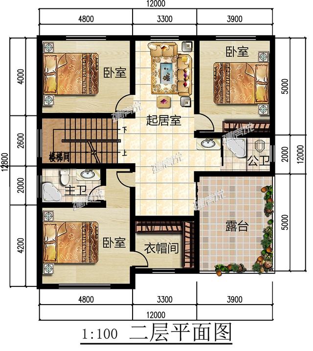 3層歐式別墅設計圖，戶型方方正正，結構錯落有致
