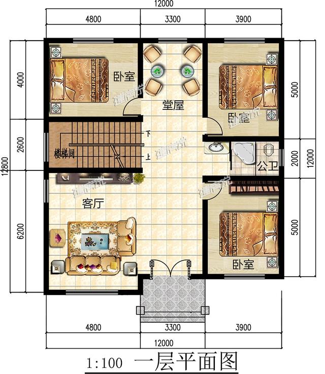 3層歐式別墅設計圖，戶型方方正正，結構錯落有致