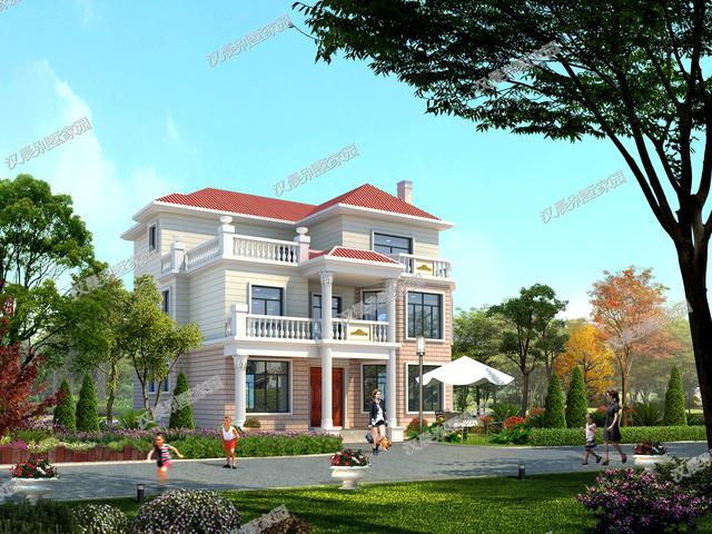 經(jīng)典氣派農(nóng)村別墅設(shè)計(jì)圖，13.1X11.4米，提高了居住的安全舒適性