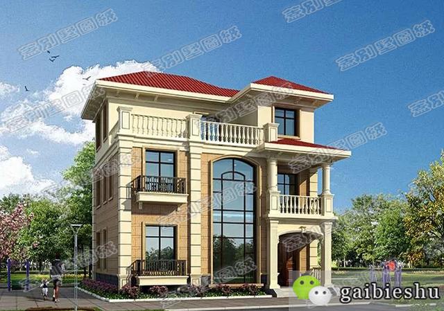 二層半三層帶落地窗自建房設計圖，造價25萬，漂亮大氣，居住舒適