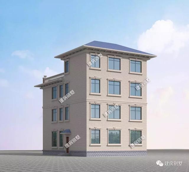 四層農村別墅設計圖，10.5×15.4米，配落地窗和大露臺，美觀實用