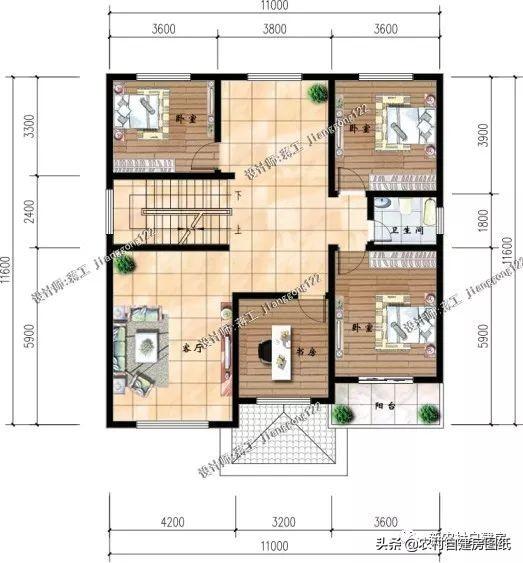 4款11×12米三層農村別墅，第2款比較普通，但是卻勝在經濟實用。
