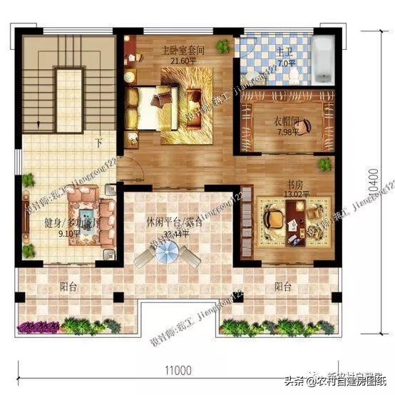 4款11×12米三層農村別墅，第2款比較普通，但是卻勝在經濟實用。