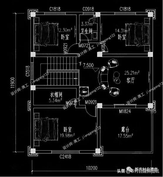 4款11×12米三層農村別墅，第2款比較普通，但是卻勝在經濟實用。