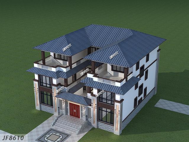 三層新中式別墅設計圖，外觀精美，戶型方正，來年開春建起來！