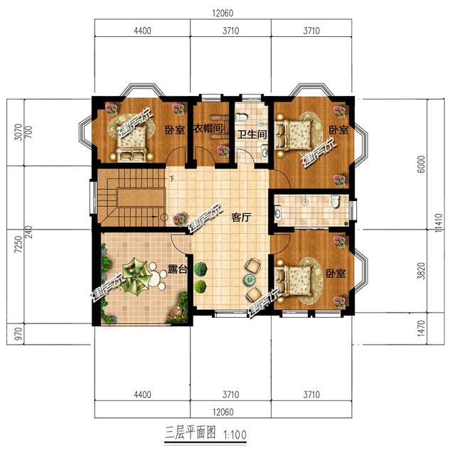 帶車庫的三層住宅設計圖，40萬蓋起，選這款戶型吃不了虧，美觀有面子。