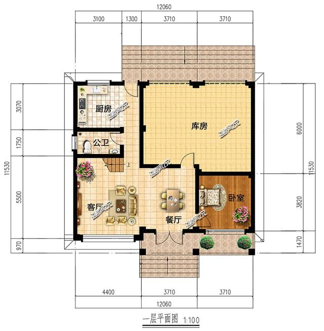 帶車庫的三層住宅設計圖，40萬蓋起，選這款戶型吃不了虧，美觀有面子。
