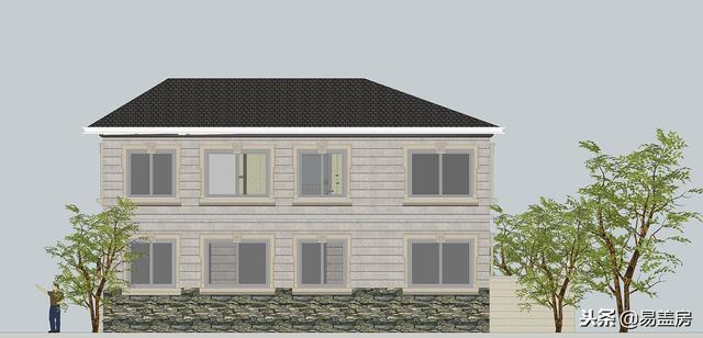 二層歐式別墅自建房，造價44萬，帶有庭院露臺，農村自建劃算！