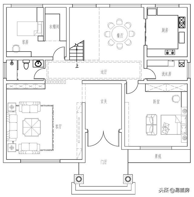 二層歐式別墅自建房，造價44萬，帶有庭院露臺，農村自建劃算！