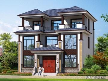 三層新中式別墅設計圖，外觀漂亮，帶露臺，很適合農(nóng)村自建。