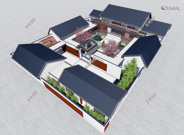 獨棟一層新中式四合院設計圖，既可以居家又可以民宿，一級贊。