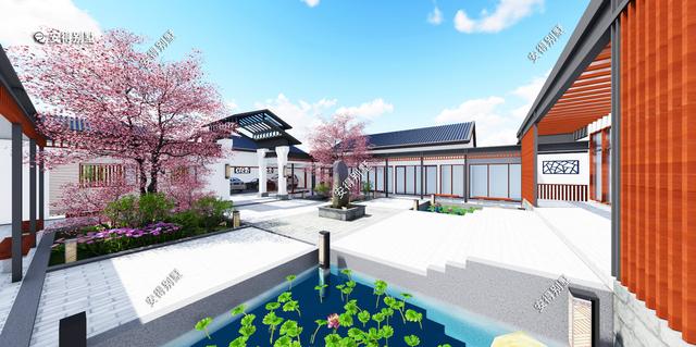 獨棟一層新中式四合院設計圖，既可以居家又可以民宿，一級贊。