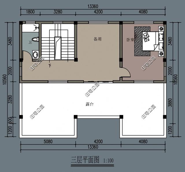占地面積134平的三層別墅自建房，設計了6間臥室，足以滿足家人生活。
