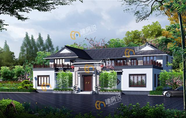 左右對稱的二層中式別墅，房子這樣建，讓你在村里揚眉吐氣。