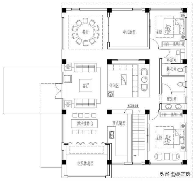 占地216平二層別墅設計圖，一層超市二層自住 單獨分區有儲存空間和車庫