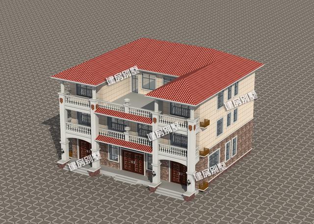 占地230平三層雙拼別墅設(shè)計(jì)圖，共用超大空間堂屋，單戶8間臥室。