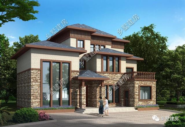 32萬三層歐式住宅設計圖，外觀優雅別致，浪漫的造型在家鄉別具一格。