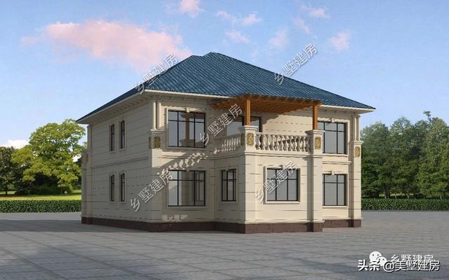經典歐式二層別墅設計圖，外形獨特，造型美觀，農村生活想低調都不行！