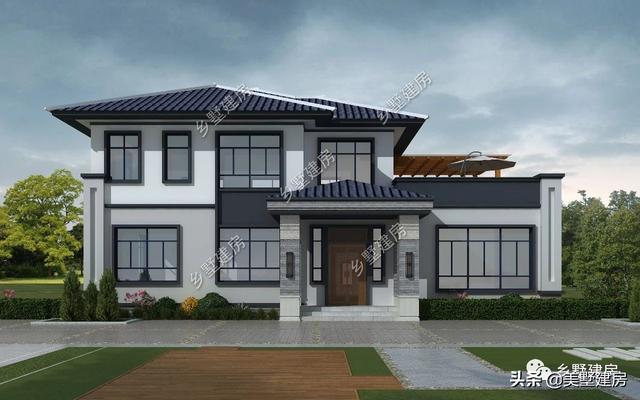 占地213平農村二層小樓設計圖，帶露天泳池和大露臺，這樣的設計人人都喜歡。