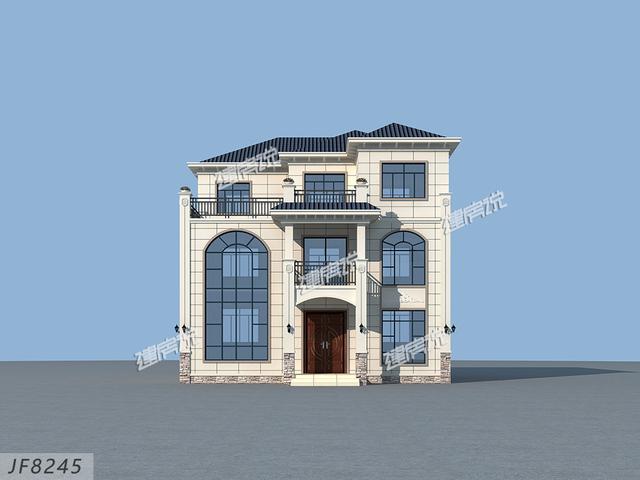 三層歐式別墅自建房，靚麗的外觀色調，30萬建成真劃算